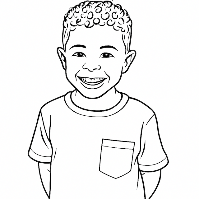 Dibujo para colorear generado a partir de la foto del niño